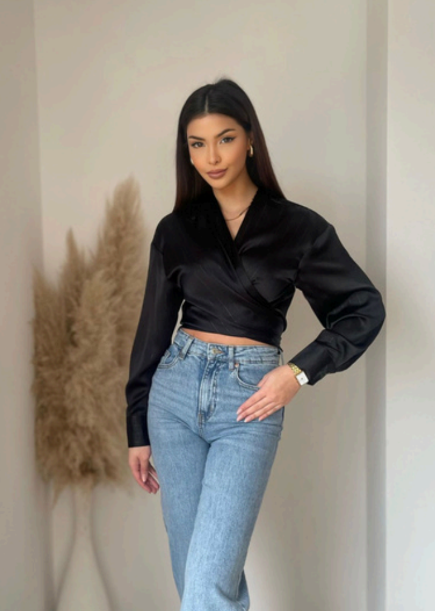 Top cache cœur - noir