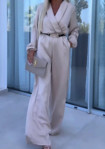 Combinaison avec ceinture fluide - beige