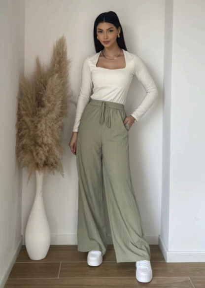 Pantalons fluide - kaki