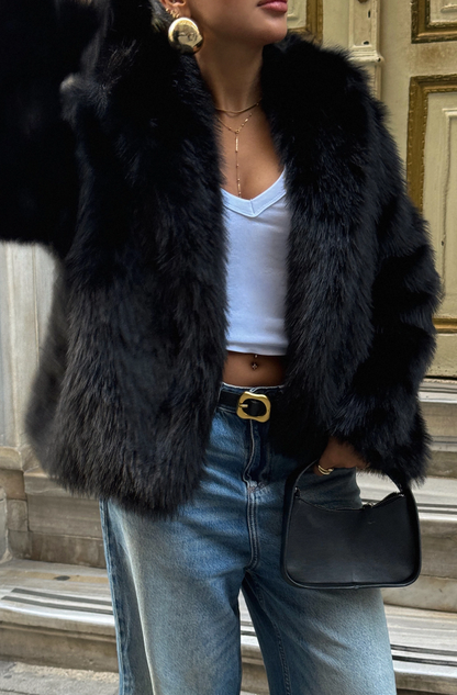 Veste en Fourrure Synthétique noir