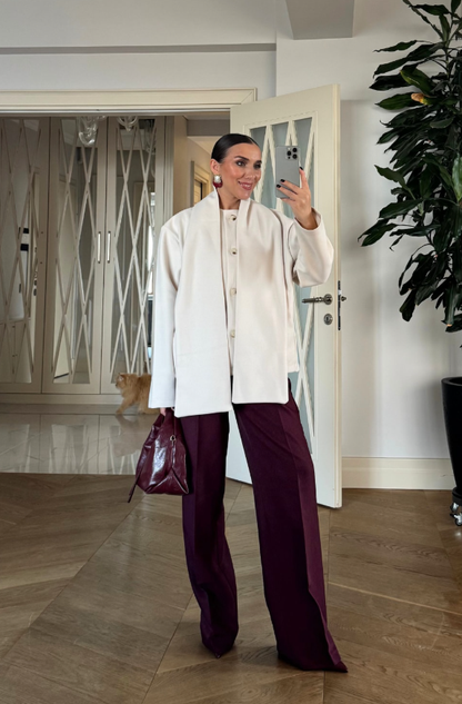 Veste Blanche à Col Montant