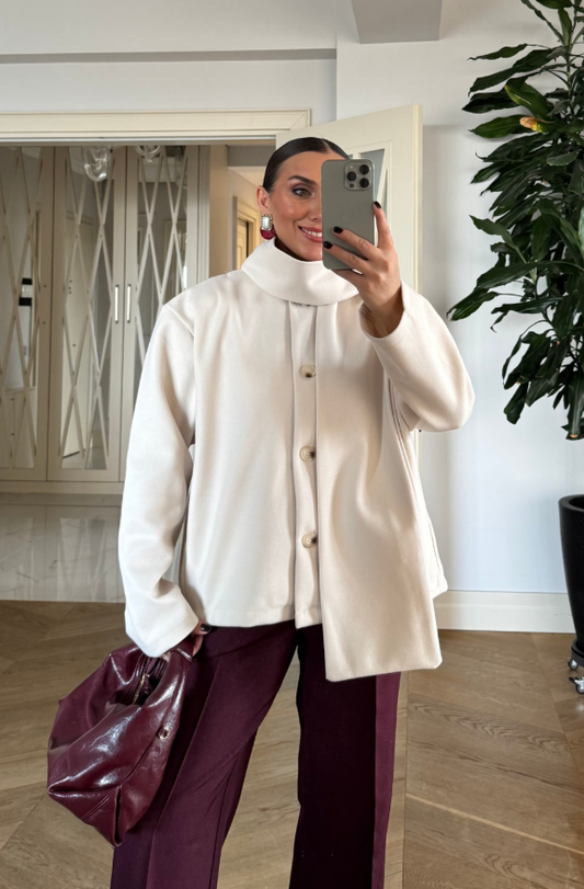 Veste Blanche à Col Montant